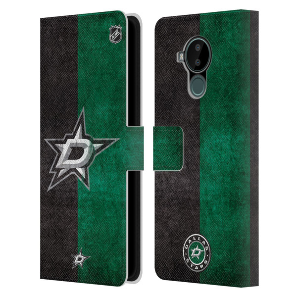 NHL Dallas Stars Half Distressed Leather Book Wallet Case Cover For Nokia C30