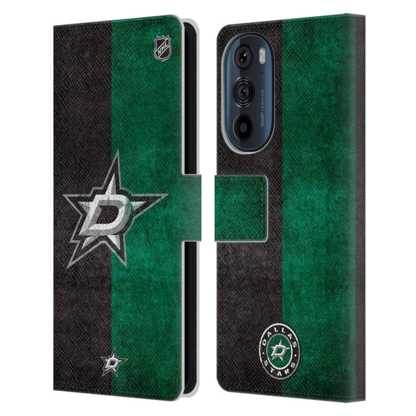 NHL Dallas Stars Half Distressed Leather Book Wallet Case Cover For Motorola Edge 30