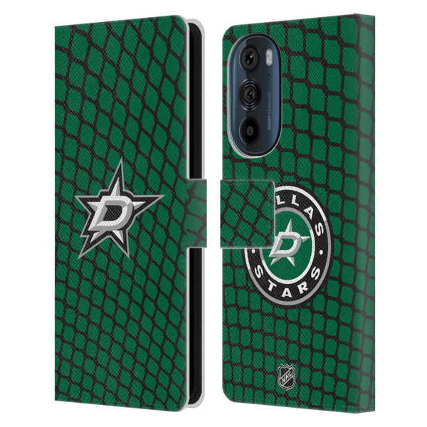 NHL Dallas Stars Net Pattern Leather Book Wallet Case Cover For Motorola Edge 30