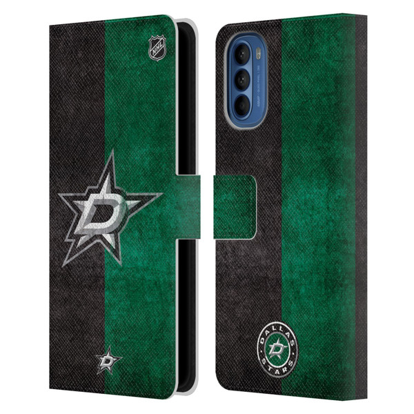 NHL Dallas Stars Half Distressed Leather Book Wallet Case Cover For Motorola Moto G41