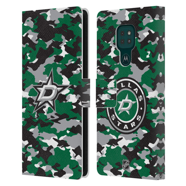 NHL Dallas Stars Camouflage Leather Book Wallet Case Cover For Motorola Moto G9 Play