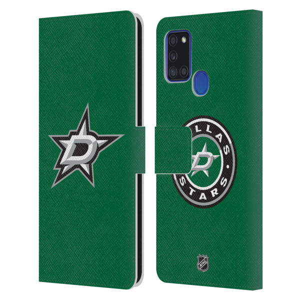 NHL Dallas Stars Plain Leather Book Wallet Case Cover For Samsung Galaxy A21s (2020)