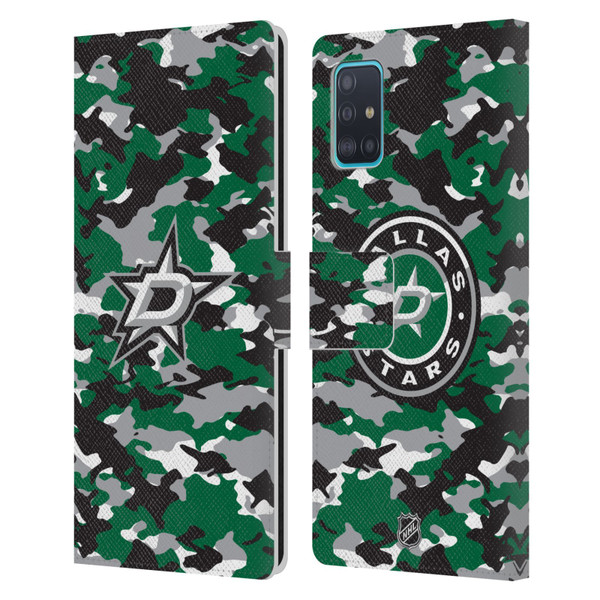 NHL Dallas Stars Camouflage Leather Book Wallet Case Cover For Samsung Galaxy A51 (2019)