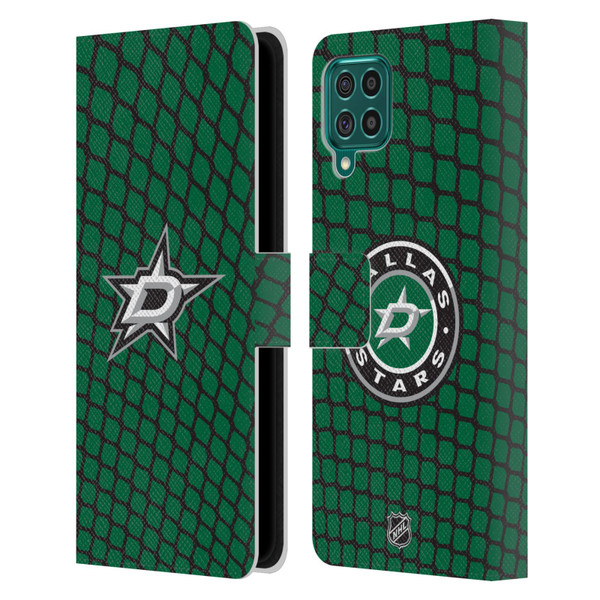 NHL Dallas Stars Net Pattern Leather Book Wallet Case Cover For Samsung Galaxy F62 (2021)
