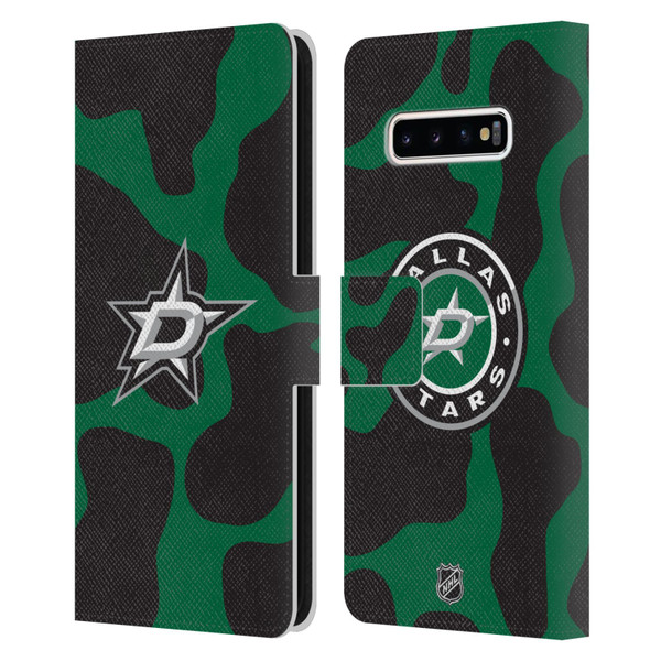 NHL Dallas Stars Cow Pattern Leather Book Wallet Case Cover For Samsung Galaxy S10+ / S10 Plus