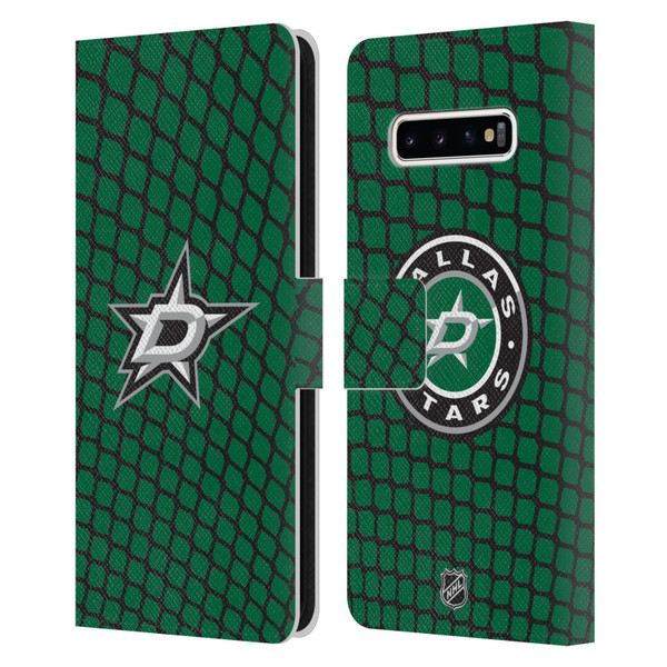 NHL Dallas Stars Net Pattern Leather Book Wallet Case Cover For Samsung Galaxy S10+ / S10 Plus