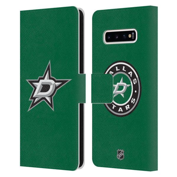 NHL Dallas Stars Plain Leather Book Wallet Case Cover For Samsung Galaxy S10+ / S10 Plus