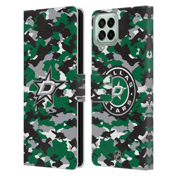 NHL Dallas Stars Camouflage Leather Book Wallet Case Cover For Samsung Galaxy M33 (2022)