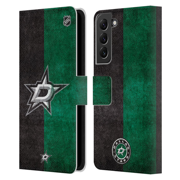 NHL Dallas Stars Half Distressed Leather Book Wallet Case Cover For Samsung Galaxy S22+ 5G