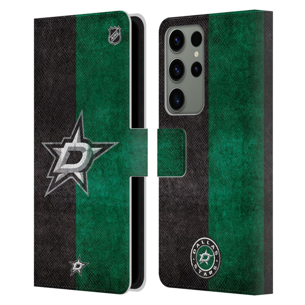 NHL Dallas Stars Half Distressed Leather Book Wallet Case Cover For Samsung Galaxy S23 Ultra 5G