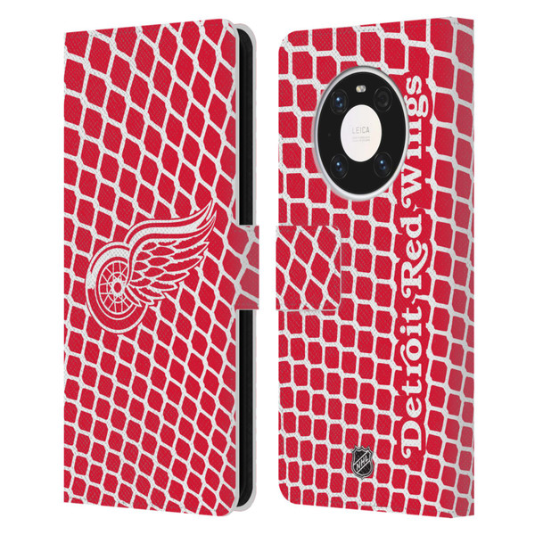 NHL Detroit Red Wings Net Pattern Leather Book Wallet Case Cover For Huawei Mate 40 Pro 5G