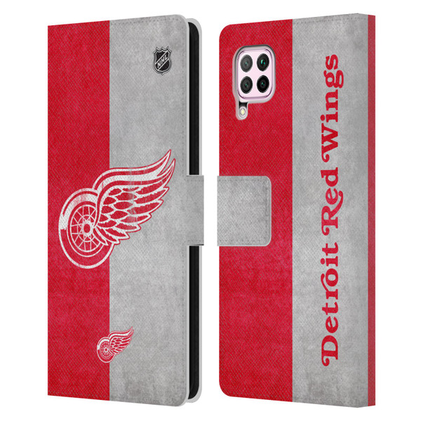NHL Detroit Red Wings Half Distressed Leather Book Wallet Case Cover For Huawei Nova 6 SE / P40 Lite