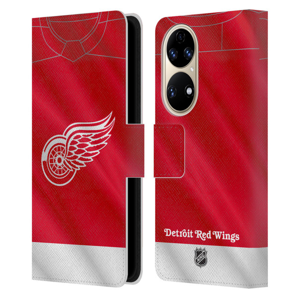 NHL Detroit Red Wings Jersey Leather Book Wallet Case Cover For Huawei P50