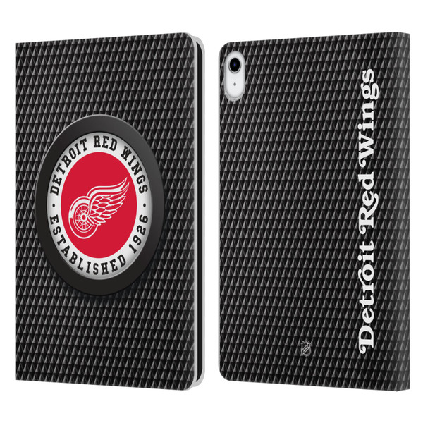 NHL Detroit Red Wings Puck Texture Leather Book Wallet Case Cover For Apple iPad 10.9 (2022)