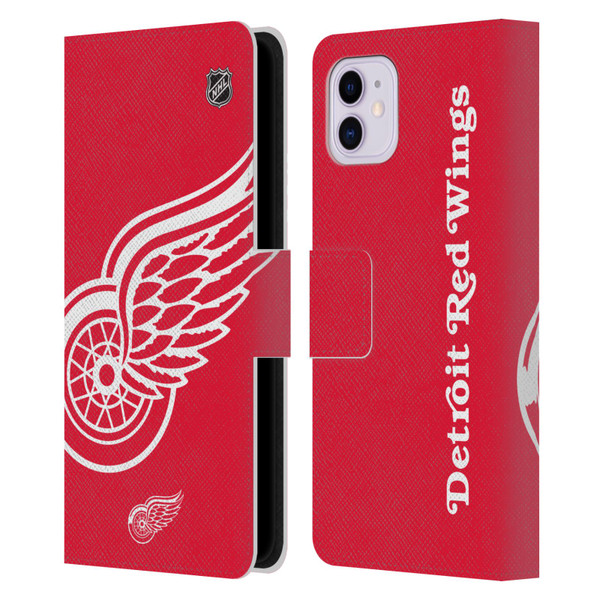 NHL Detroit Red Wings Oversized Leather Book Wallet Case Cover For Apple iPhone 11
