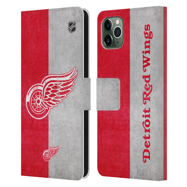 NHL Detroit Red Wings Half Distressed Leather Book Wallet Case Cover For Apple iPhone 11 Pro Max