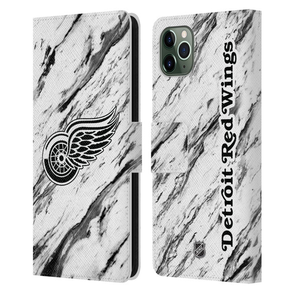 NHL Detroit Red Wings Marble Leather Book Wallet Case Cover For Apple iPhone 11 Pro Max