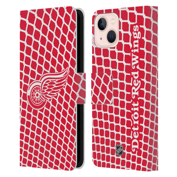 NHL Detroit Red Wings Net Pattern Leather Book Wallet Case Cover For Apple iPhone 13