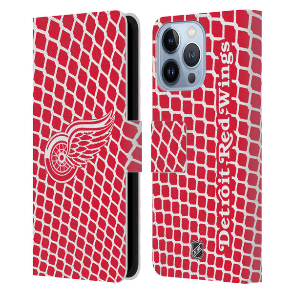 NHL Detroit Red Wings Net Pattern Leather Book Wallet Case Cover For Apple iPhone 13 Pro
