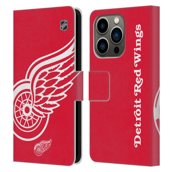 NHL Detroit Red Wings Oversized Leather Book Wallet Case Cover For Apple iPhone 14 Pro