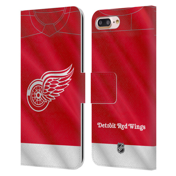 NHL Detroit Red Wings Jersey Leather Book Wallet Case Cover For Apple iPhone 7 Plus / iPhone 8 Plus