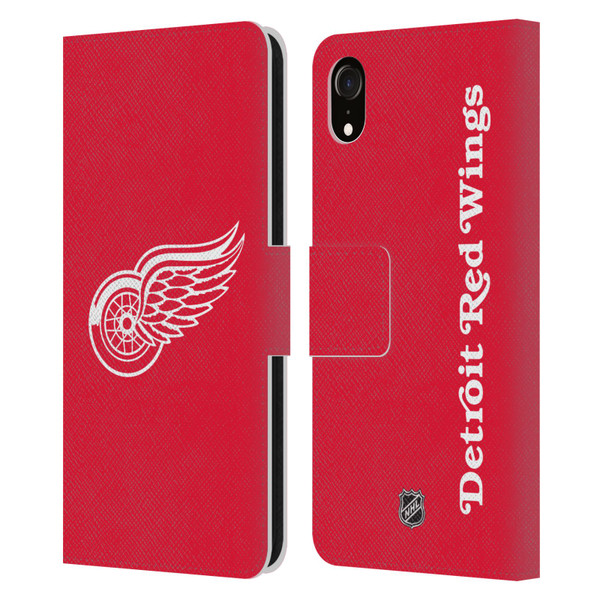 NHL Detroit Red Wings Plain Leather Book Wallet Case Cover For Apple iPhone XR
