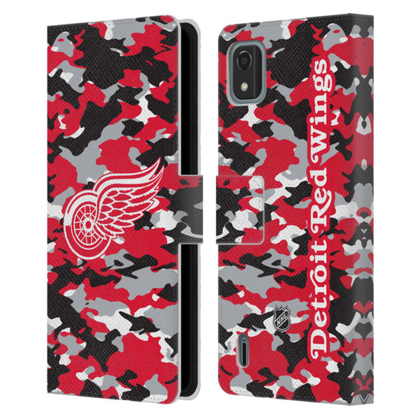 NHL Detroit Red Wings Camouflage Leather Book Wallet Case Cover For Nokia C2 2nd Edition