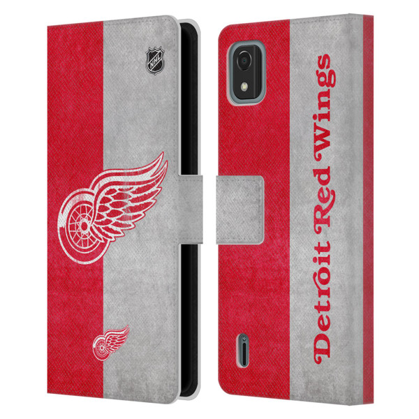 NHL Detroit Red Wings Half Distressed Leather Book Wallet Case Cover For Nokia C2 2nd Edition
