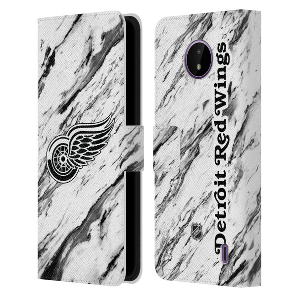 NHL Detroit Red Wings Marble Leather Book Wallet Case Cover For Nokia C10 / C20