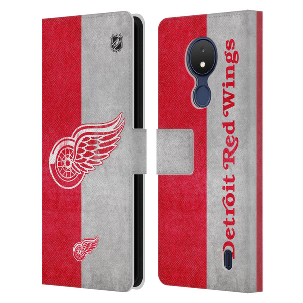 NHL Detroit Red Wings Half Distressed Leather Book Wallet Case Cover For Nokia C21