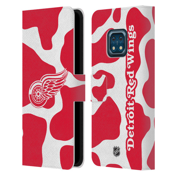 NHL Detroit Red Wings Cow Pattern Leather Book Wallet Case Cover For Nokia XR20