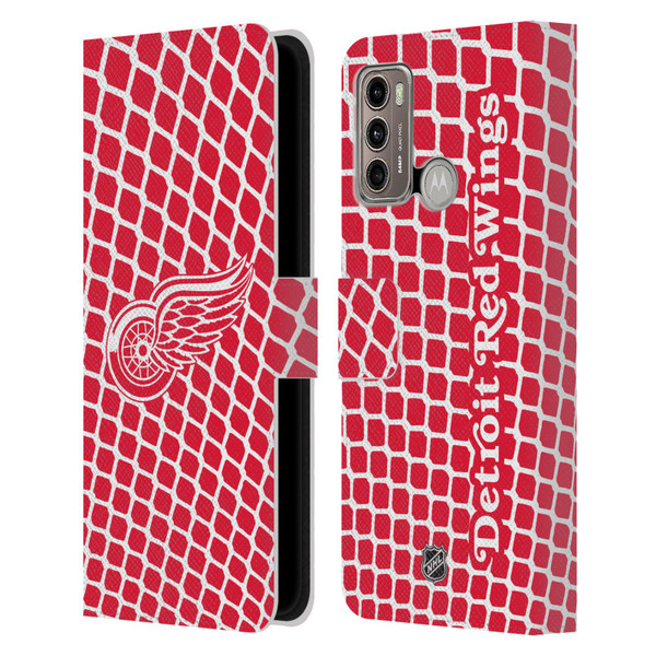 NHL Detroit Red Wings Net Pattern Leather Book Wallet Case Cover For Motorola Moto G60 / Moto G40 Fusion