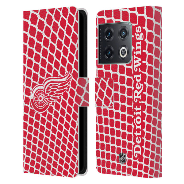 NHL Detroit Red Wings Net Pattern Leather Book Wallet Case Cover For OnePlus 10 Pro