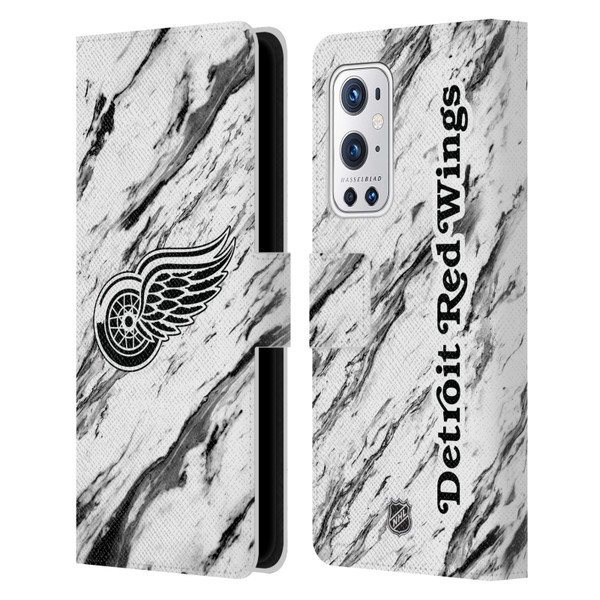 NHL Detroit Red Wings Marble Leather Book Wallet Case Cover For OnePlus 9 Pro