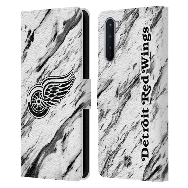NHL Detroit Red Wings Marble Leather Book Wallet Case Cover For OnePlus Nord 5G