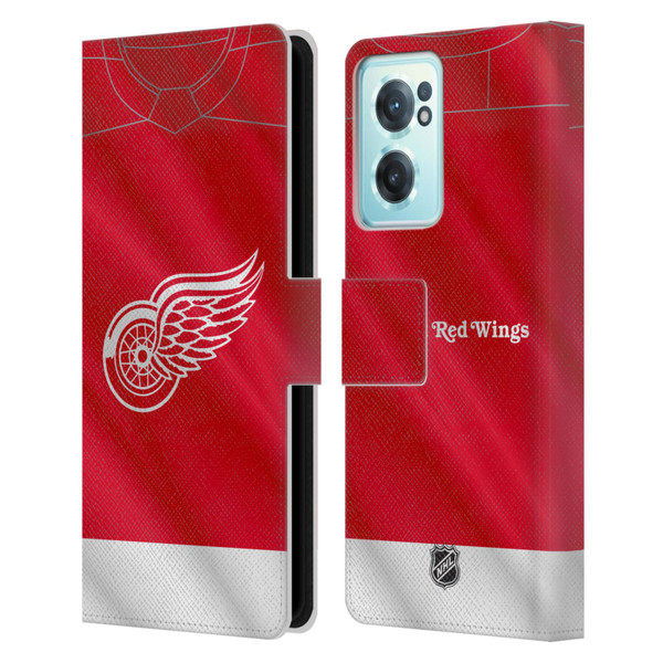 NHL Detroit Red Wings Jersey Leather Book Wallet Case Cover For OnePlus Nord CE 2 5G