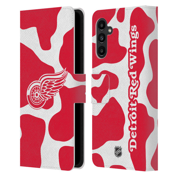 NHL Detroit Red Wings Cow Pattern Leather Book Wallet Case Cover For Samsung Galaxy A13 5G (2021)