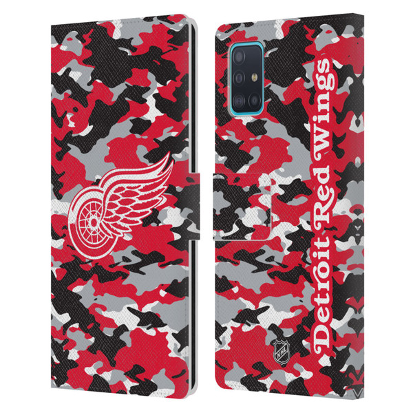 NHL Detroit Red Wings Camouflage Leather Book Wallet Case Cover For Samsung Galaxy A51 (2019)