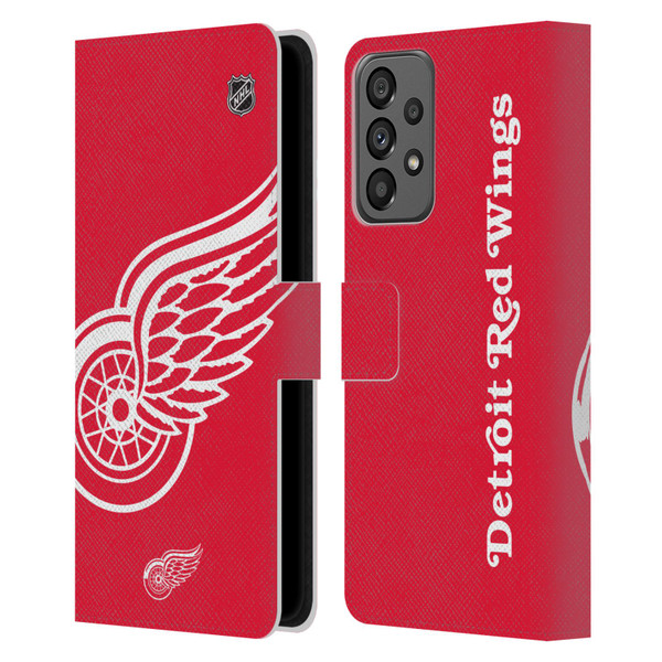 NHL Detroit Red Wings Oversized Leather Book Wallet Case Cover For Samsung Galaxy A73 5G (2022)