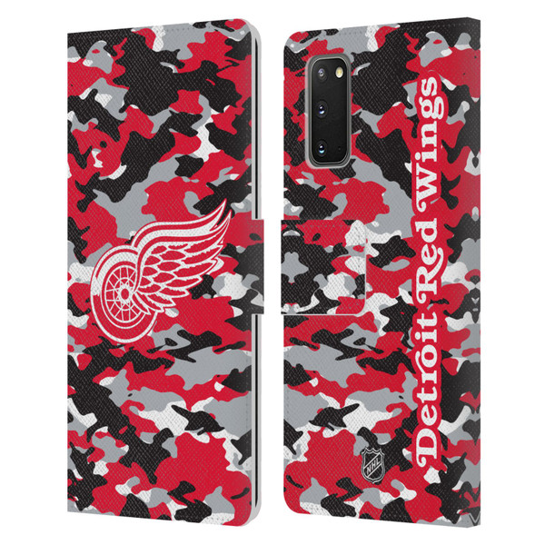 NHL Detroit Red Wings Camouflage Leather Book Wallet Case Cover For Samsung Galaxy S20 / S20 5G