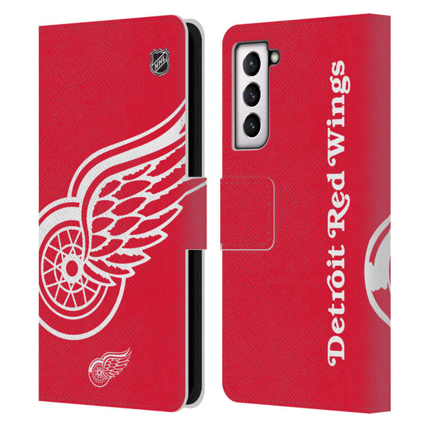 NHL Detroit Red Wings Oversized Leather Book Wallet Case Cover For Samsung Galaxy S21 5G