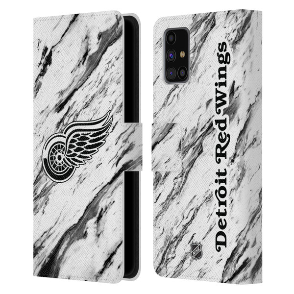 NHL Detroit Red Wings Marble Leather Book Wallet Case Cover For Samsung Galaxy M31s (2020)