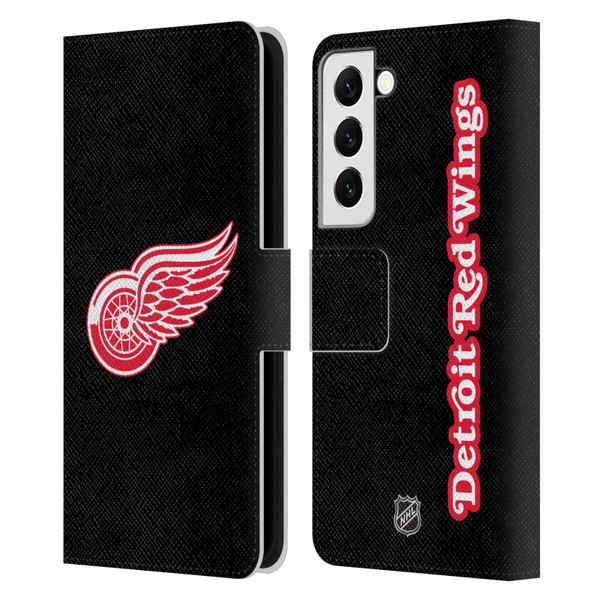 NHL Detroit Red Wings Plain Leather Book Wallet Case Cover For Samsung Galaxy S22 5G