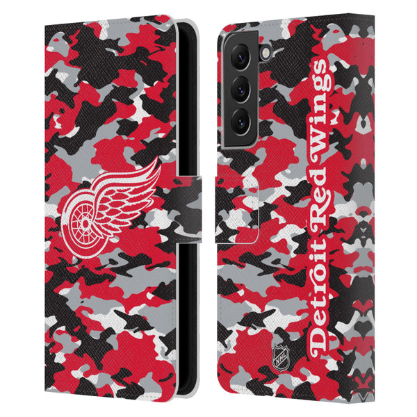 NHL Detroit Red Wings Camouflage Leather Book Wallet Case Cover For Samsung Galaxy S22+ 5G