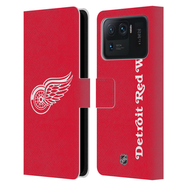 NHL Detroit Red Wings Plain Leather Book Wallet Case Cover For Xiaomi Mi 11 Ultra