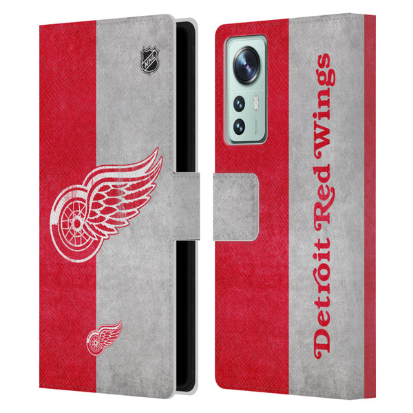 NHL Detroit Red Wings Half Distressed Leather Book Wallet Case Cover For Xiaomi 12