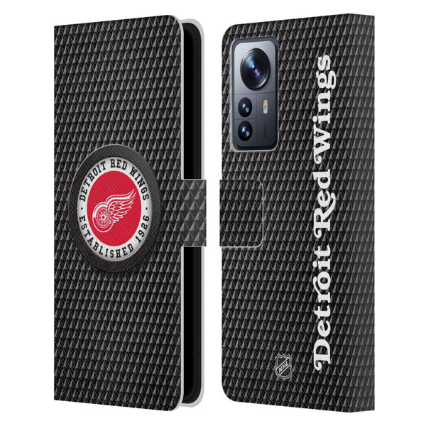 NHL Detroit Red Wings Puck Texture Leather Book Wallet Case Cover For Xiaomi 12 Pro