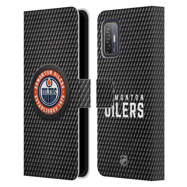 NHL Edmonton Oilers Puck Texture Leather Book Wallet Case Cover For HTC Desire 21 Pro 5G