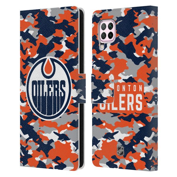 NHL Edmonton Oilers Camouflage Leather Book Wallet Case Cover For Huawei Nova 6 SE / P40 Lite
