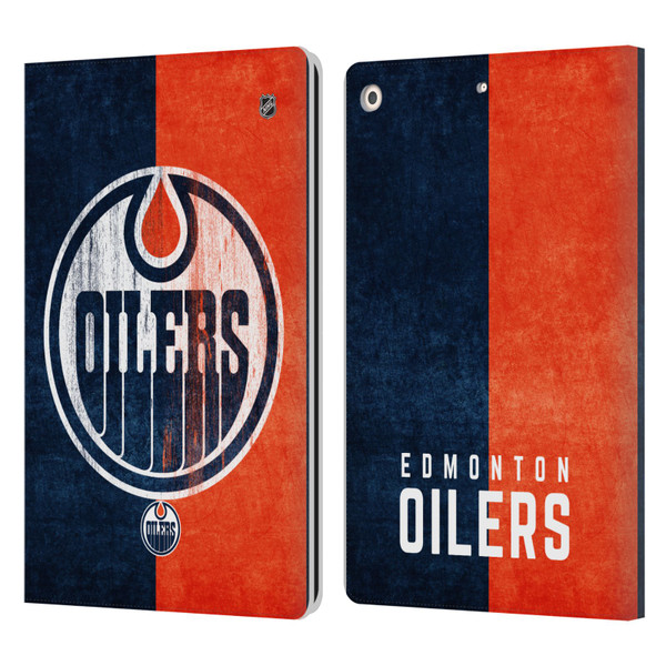 NHL Edmonton Oilers Half Distressed Leather Book Wallet Case Cover For Apple iPad 10.2 2019/2020/2021